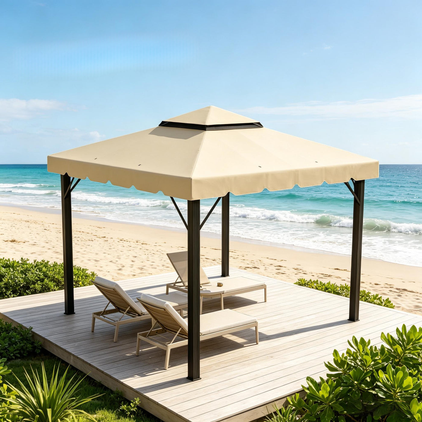 Gazebo Top Replacement Cover Double-Tier Ventilation