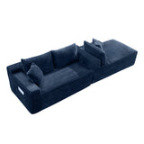 L-Shape Modular Corduroy Sectional Sofa with Chaise Blue 94"