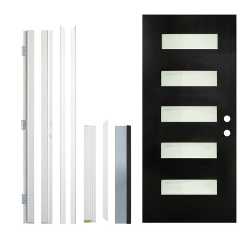 36" x 80" Fiberglass Entry Door Left Hand Inswing Frosted Glass