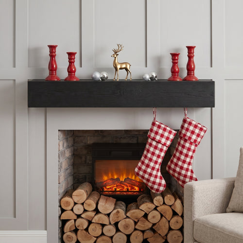 48" Western Red Cedar Embossed Fireplace Mantel Floating Shelf