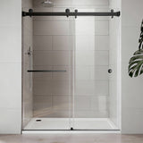 Frameless Double Sliding Shower Door 55-59"W 72"H Matte Black