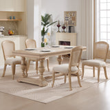French Country Upholstered Dining Chairs Set of 2, Beige