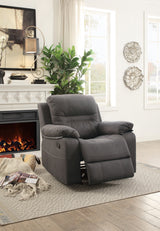 Motion Recliner Chair Glider Rocker Slate Blue Leatherette