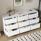 9-Drawer Engineered Wood Dresser White 63"