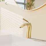 Bathroom Sink Faucet - Single Handle - Solid Brass - Brushed Gold