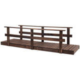 7' Wooden Garden Bridge with Safety Rails for Ponds