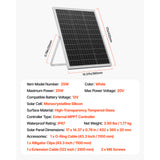 25W 12V Solar Battery Trickle Charger MPPT Controller IP67 Car Boat RV