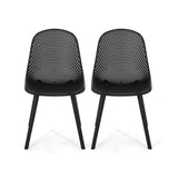 Accent Chair Minimalist Polypropylene Black Perforated Diamond Mesh 18.5x22 In