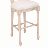 French Country 30" Bar Stools Set of 2 Beige Rattan Linen