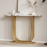 Engineered Wood Console Table White/Gold