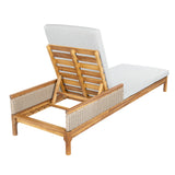 Chaise Lounge Acacia Wood Wicker Gray Cushion 4 Position 76.77in