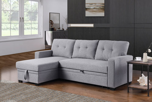 Upholstered Pull Out Sectional Sofa with Chaise
