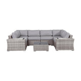 Outdoor Patio Set HDPE Wicker Gray 9 Piece Fully Assembled Seats 4