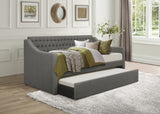 Daybed with Trundle Engineered Wood Sleeper Tufted Dark Gray