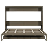 Queen Size Wall Murphy Bed with Storage, Foldable Cabinet Bed with Vanity Desk, Center Mirror & 2 Side Drawers, Distressed Gray(OLD SKU:LP000766AAE)