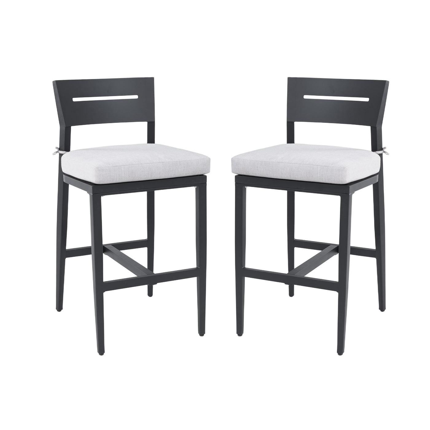 Outdoor Bar Stools Set of 2 Aluminum Patio Chairs Backrest