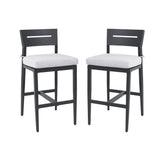 Outdoor Bar Stools Set of 2 Aluminum Patio Chairs Backrest