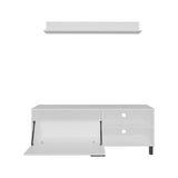 TV Stand and Wall Shelf Set - Engineered Wood - White - 55.1"W