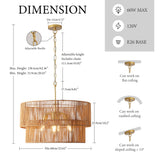 23.62" Handwoven Woven Paper Rattan Chandelier