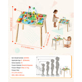 Montessori Activity Table for Toddler 1-3 Years Old, 13 in 1 Wooden Learn Activi