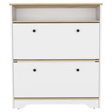 Shoe Rack - Light Oak & White - Two Extendable Shelves & Top