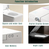 Square Smart Toilet with Built-in Tank for Modern Bathroom, Remote Control