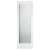 28 in. x 80 in. x 1-3/8 in. Shaker White Primed Full View Tempered Frosted