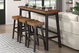 Pub Height 4-Piece Dining Set Black Brown Rubberwood
