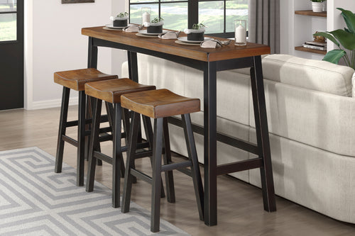 Pub Height 4-Piece Dining Set Black Brown Rubberwood