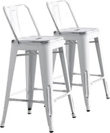 Set of 2 Metal Bar Stools 30" Seat Industrial Rustic