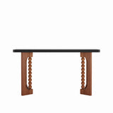 Solid Wood Console Table Black/Brown