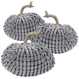 Chenille Weighted Pumpkin Gray Set of 3, 5.5x5.5x5"H