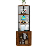 6 Tier Corner Cabinet with Wine Glass Rack and Shelves