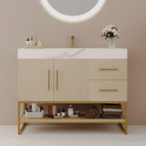 36' Modern Free-Standing Bathroom Vanity with Seamless Ceramic Sink & Sintere...