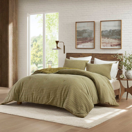 3PCS Full/Queen Waffle Washed Comforter Set