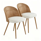 Metal Dining Chair Beige/Brown