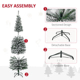 HOMCOM 6' Tall Unlit Snow-Flocked Slim Artificial Christmas Tree with Realistic