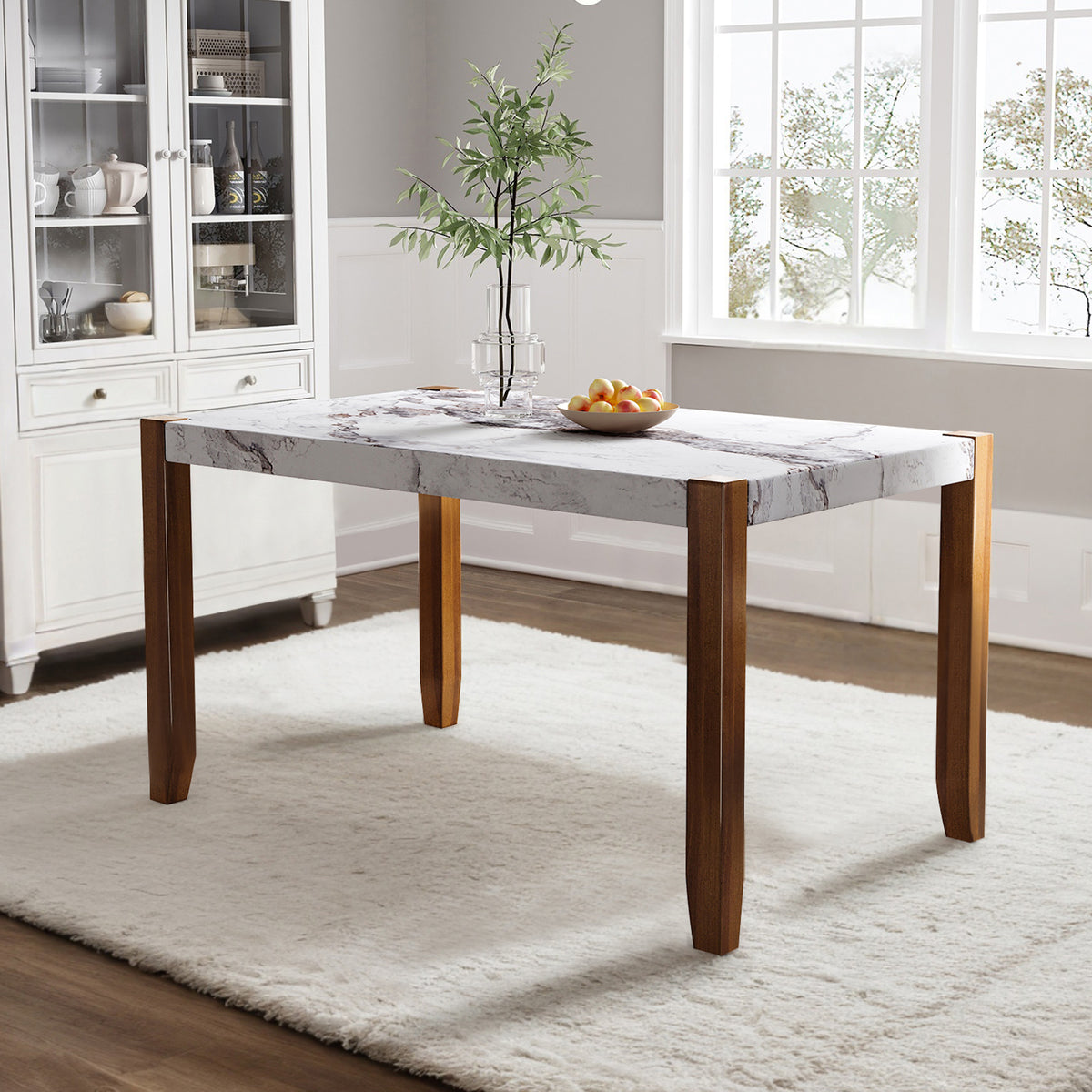 Rubberwood Dining Table White 49"