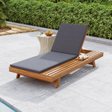 Acacia Wood Chaise Lounge Dark Gray Cushion 4-Position