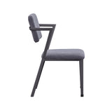 Dining Chairs - High Back - Metal & Gray Fabric - Set of 2