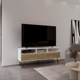 54" Two-Door TV Stand Cabinet with Shelves - White Oak