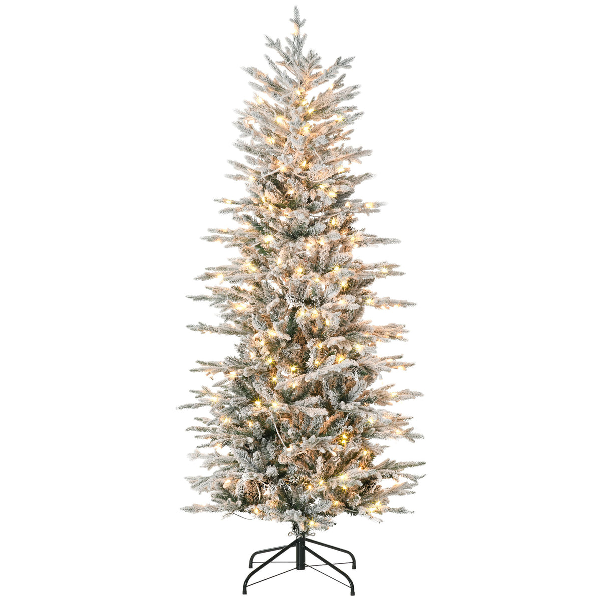 HOMCOM 6ft Tall Prelit Artificial Christmas Tree Holiday Décor with 636 Snow Flo