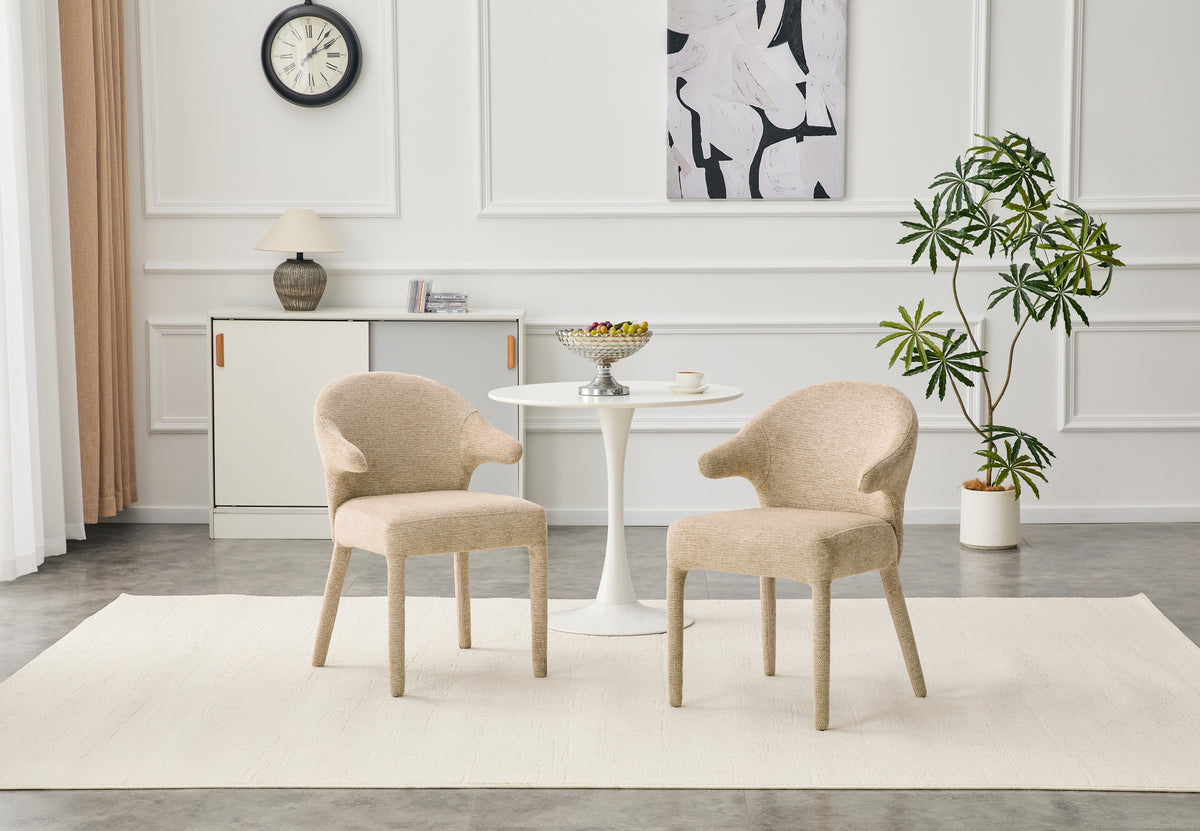 Set of 2 Boucle Dining Chair Khaki