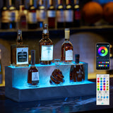 LED Liquor Bottle Display Shelf 20" 2-Step Bar Cabinet