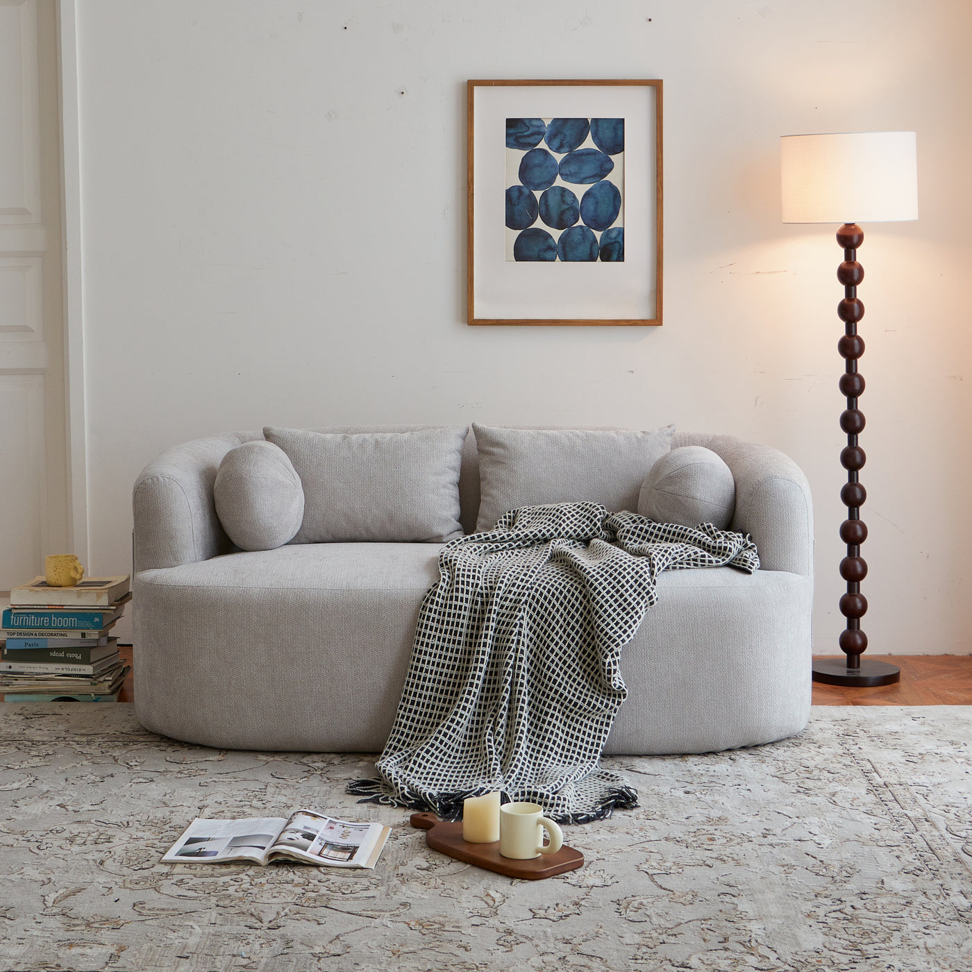 Memory Foam 2-Seater Sofa, Gray Chenille, Deep Seat