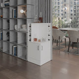 42" White Corner Bar Cabinet Wine Bottle Storage Liquor