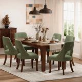 Set of 2 Solid Wood Dining Chair Tufted Green