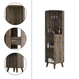 Corner Bar Cabinet - Dark Brown - Drawer, Shelves & Cup Rack
