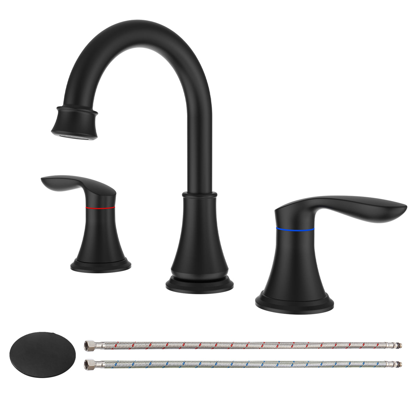 8 Inch 2-Handle Widespread Matte Black Bathroom Sink Faucet