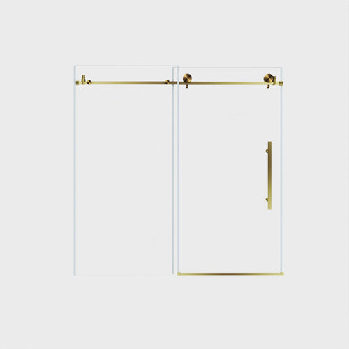 Frameless Shower Door 56-60"W x 60"H Tempered Glass Gold